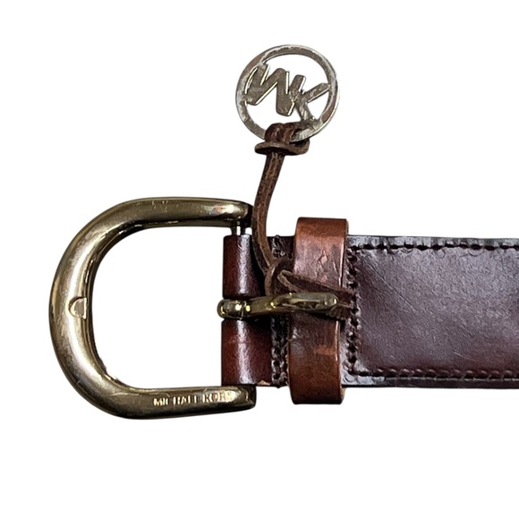 Michael Michael Kors brown woven leather belt with gold buckle - Picture 5 of 8